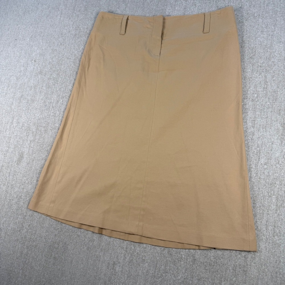 Theory A-Line Skirt Womens 4 Tan Khaki Cotton Blend Back Flap Pockets